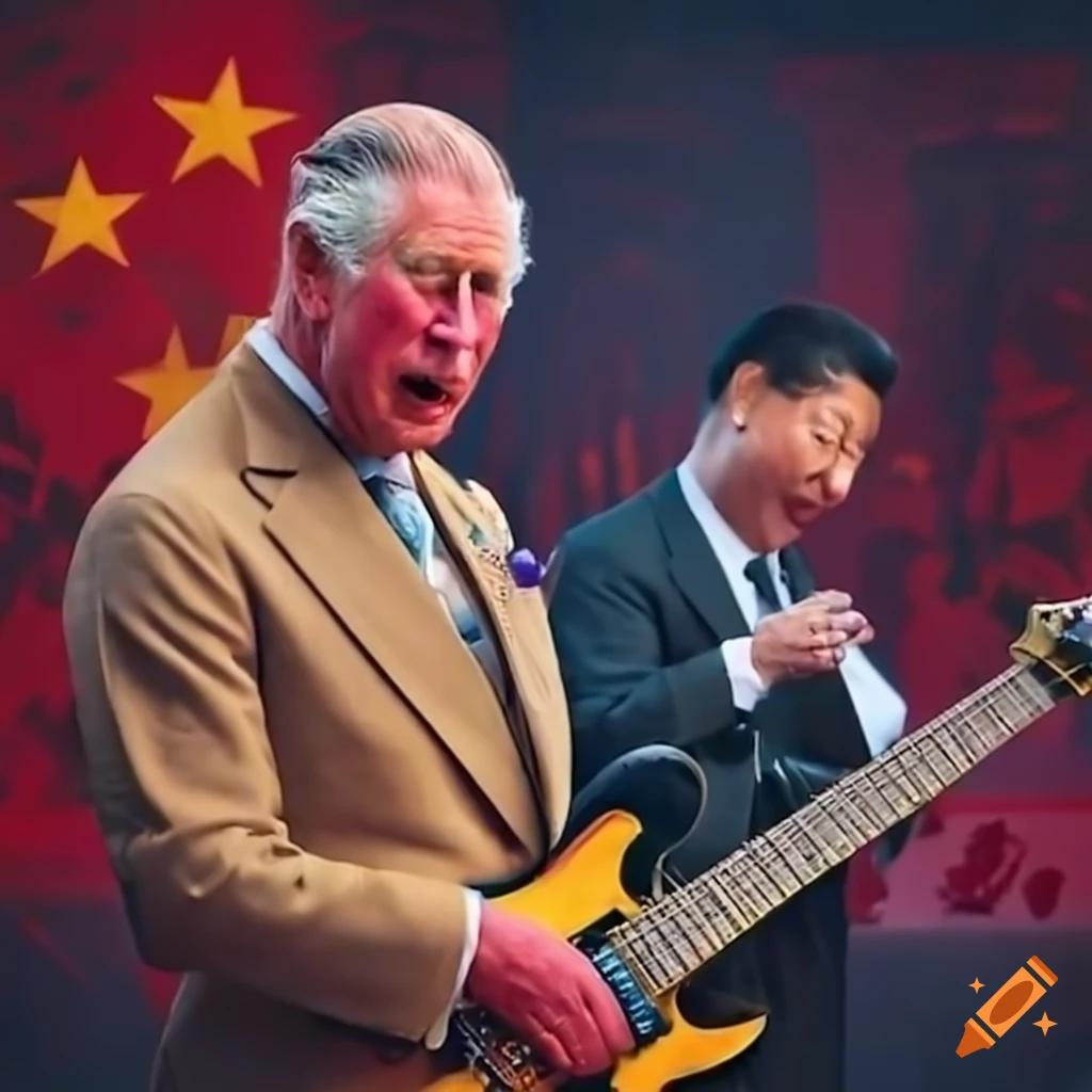Image of prince charles and xi jinping singing and playing guitars