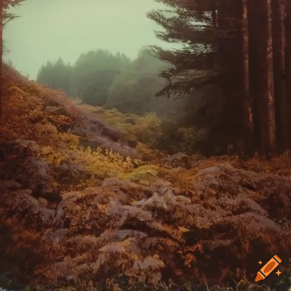 vintage rainy landscape with withered flowers