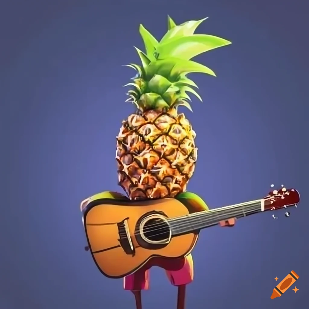 Animated pineapple playing guitar
