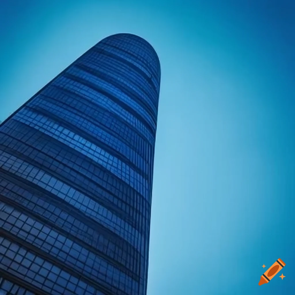 modern skyscraper with blue glass facade