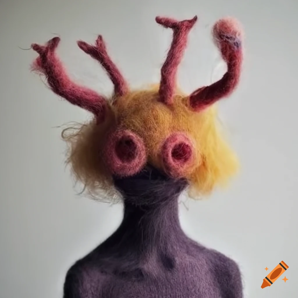 felted wool creatures with unique clothing and hats