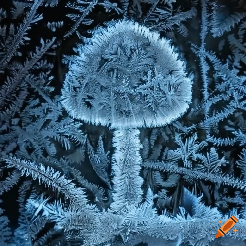 macro photography of frost pattern resembling a mushroom