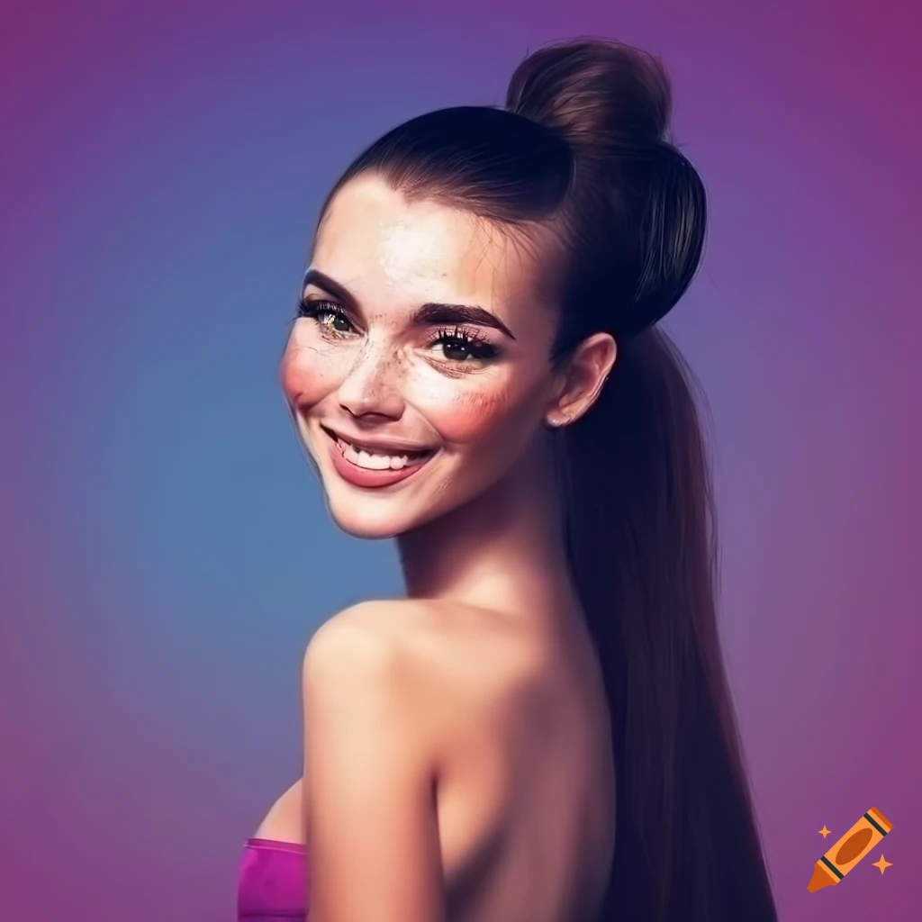 portrait of a young woman with freckles and dark hair