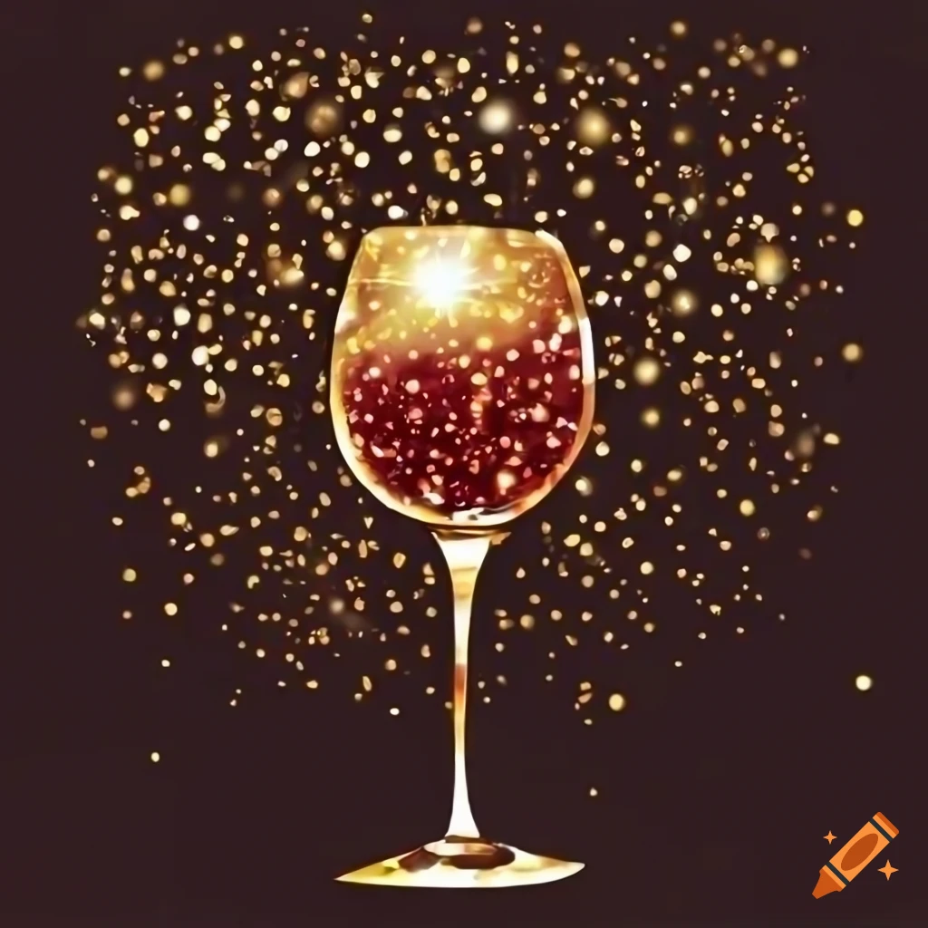Glittering gold particles forming into an elegant small wine glass in at  the end of the particles on Craiyon