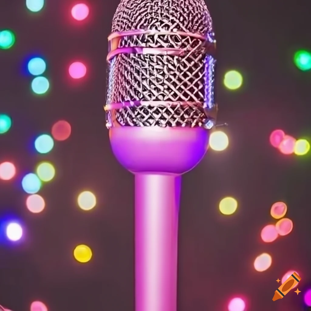 Pink microphone with glowing led lights