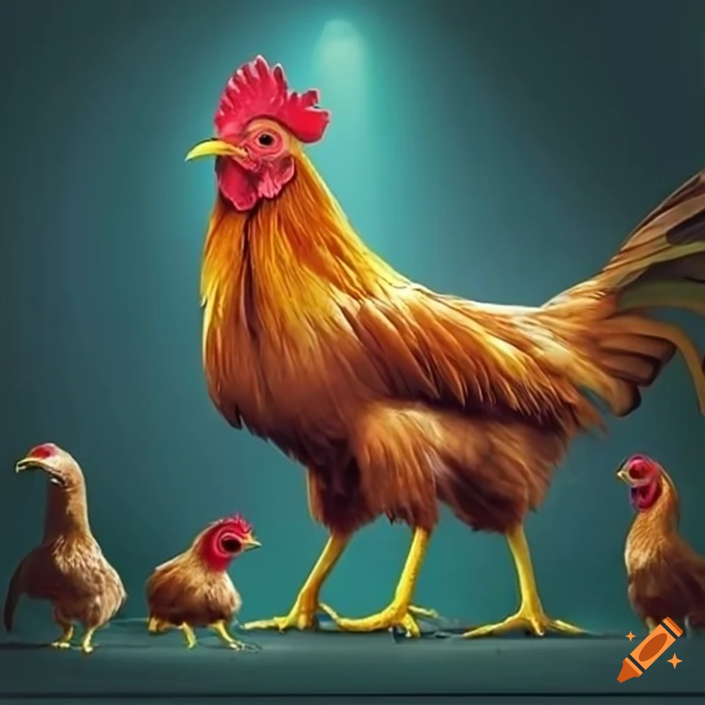 Poster of chicken cult artwork on Craiyon