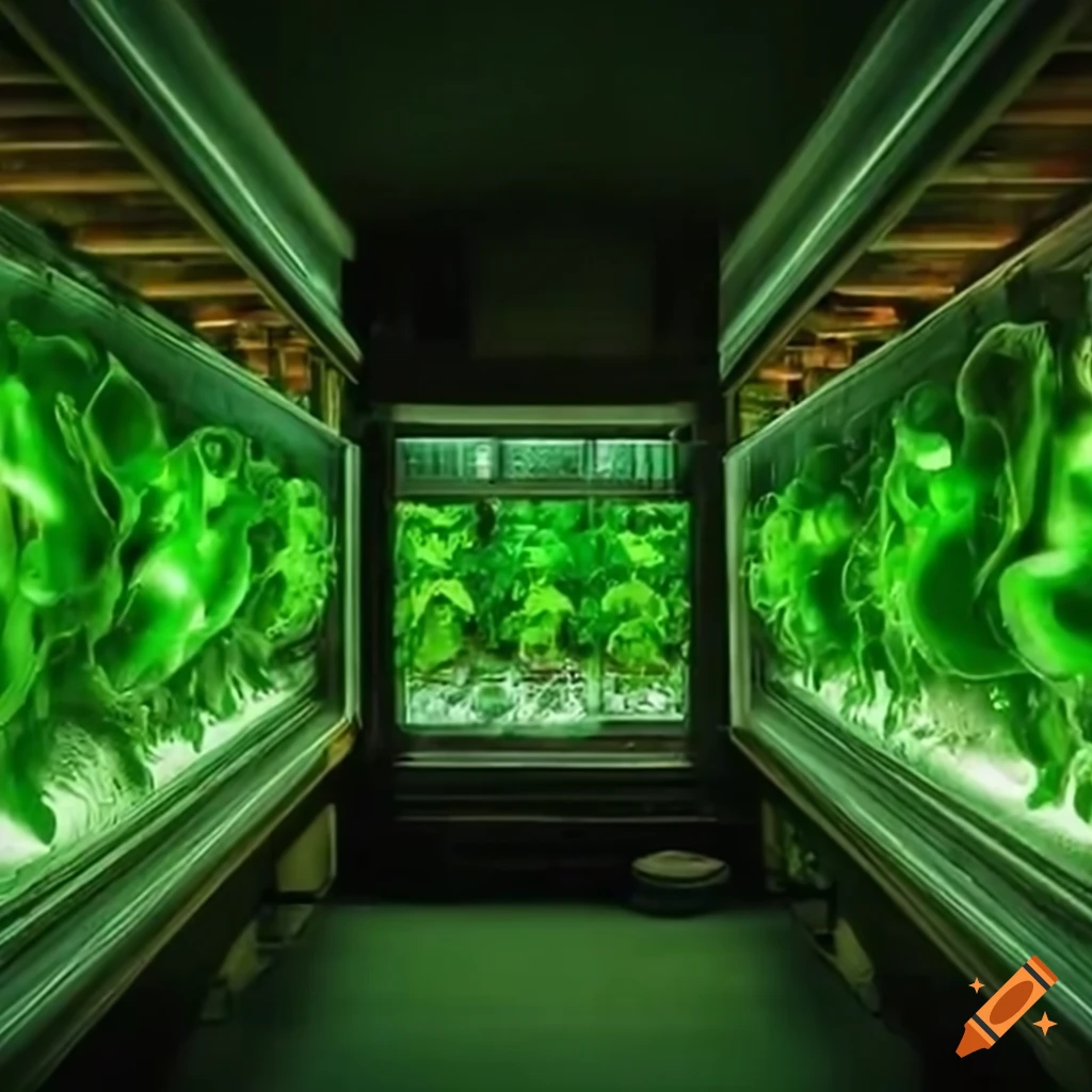 funny illustration of vegetables in a restaurant fridge