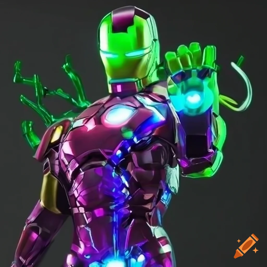 neon representation of Ironman and Joker