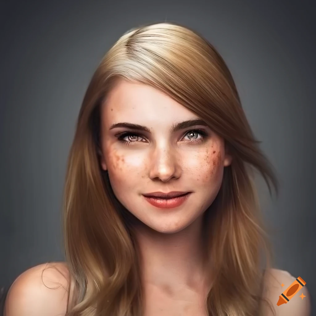 portrait of a smiling young woman with freckles