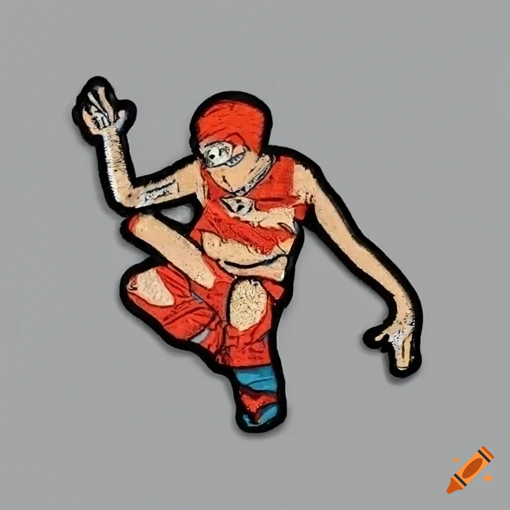 graffiti style character in breakdance finish stance