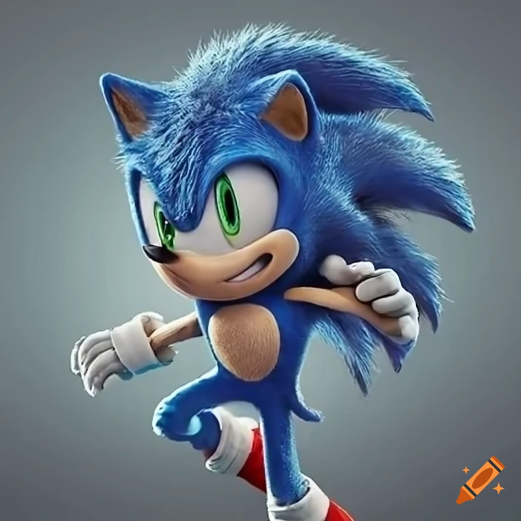 Sonic with 5 spikes on his head stylized as concept art from an xbox 360  sonic game