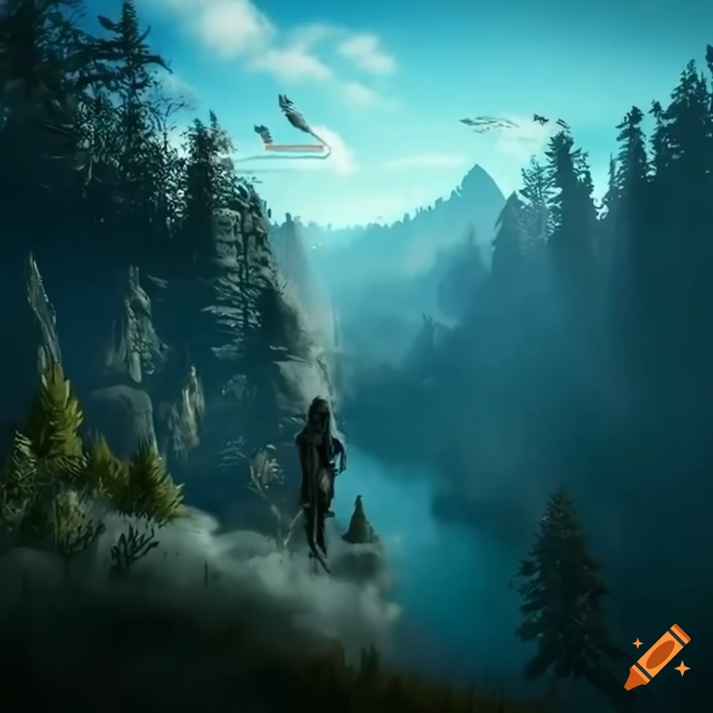 Artistic interpretation of far cry 5 with mystical creatures and