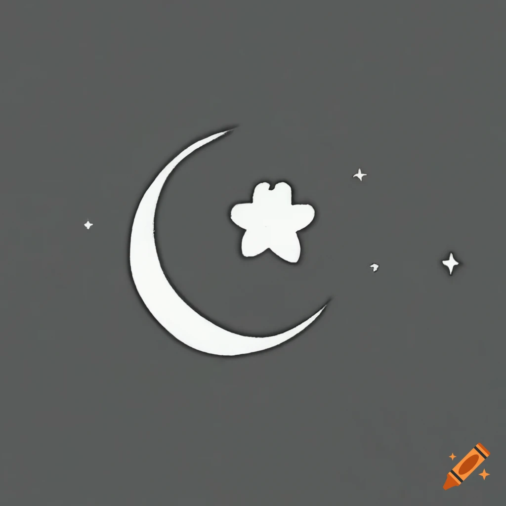 Cute White Silhouette Of Crescent Moon And Stars On Craiyon