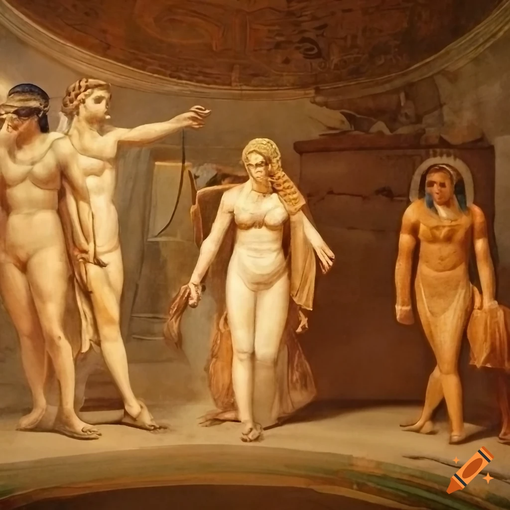 artwork featuring Roman, Greek, and Egyptian themes