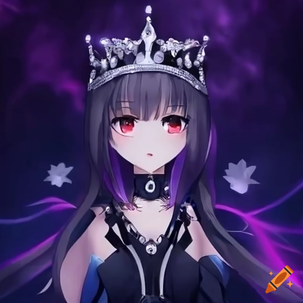 anime queen girl with silver diamond crown