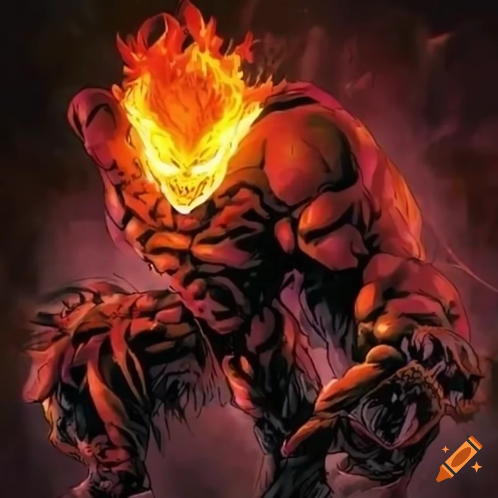 illustration of Ghost Rider, Atrocitus, Swamp Thing, and Broly