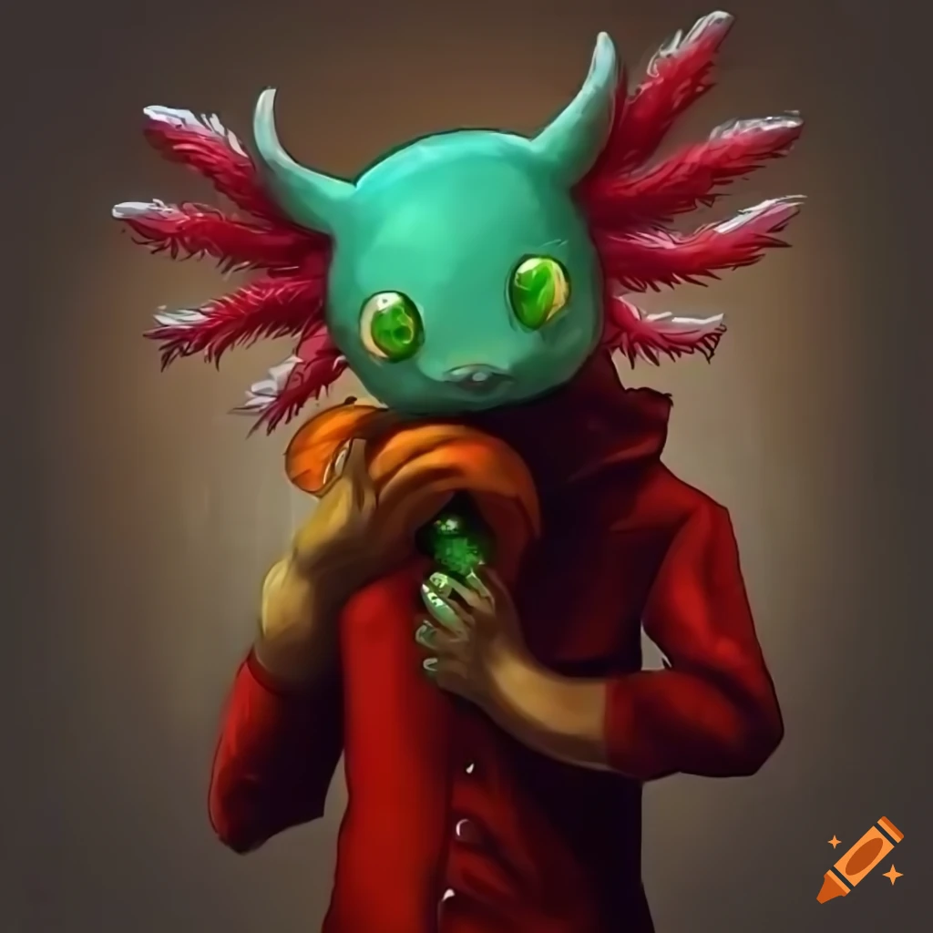 brave axolotl wearing a pink hat