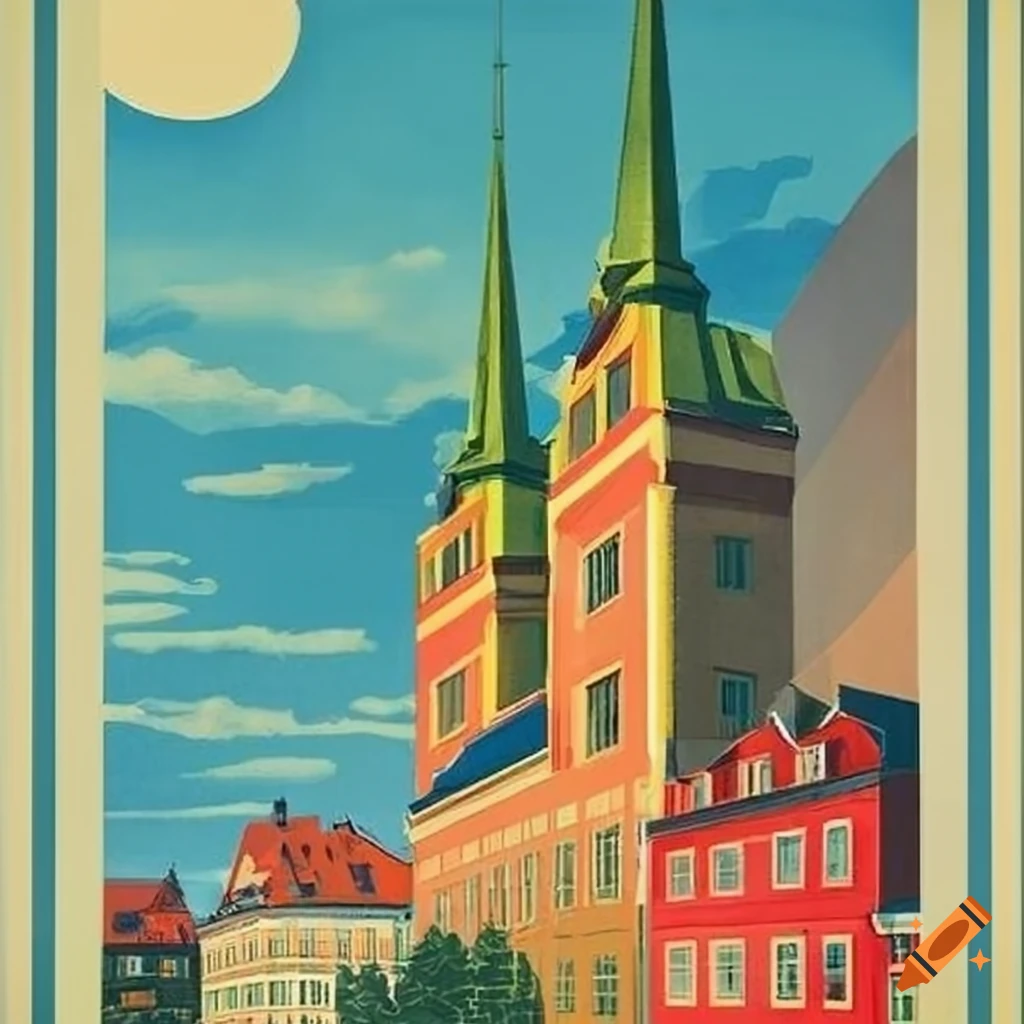 vintage travel poster artwork for Sweden