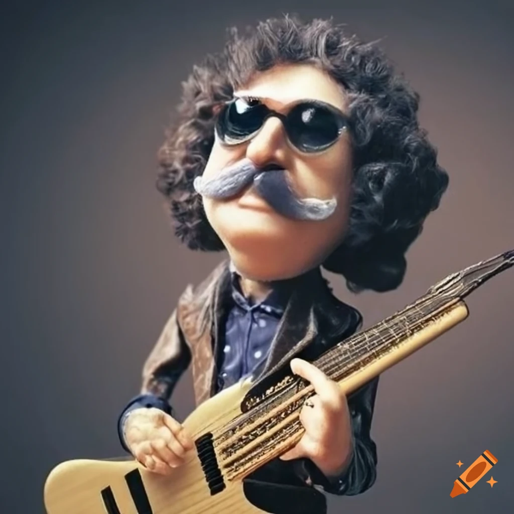 Photo of a toy piano with a big head and a bicolour moustache on Craiyon