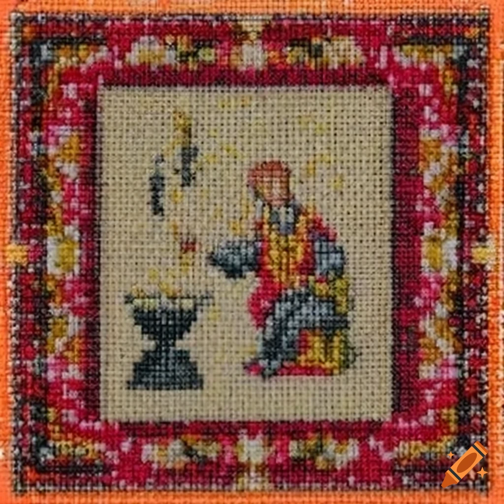 cross-stitch with latin text