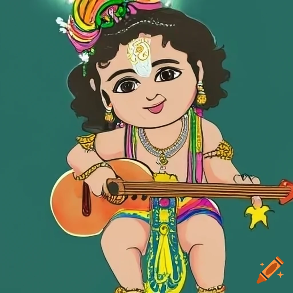 Little Cartoon Krishna Flute Page Coloring Stock Vector (Royalty Free)  446436202 | Shutterstock
