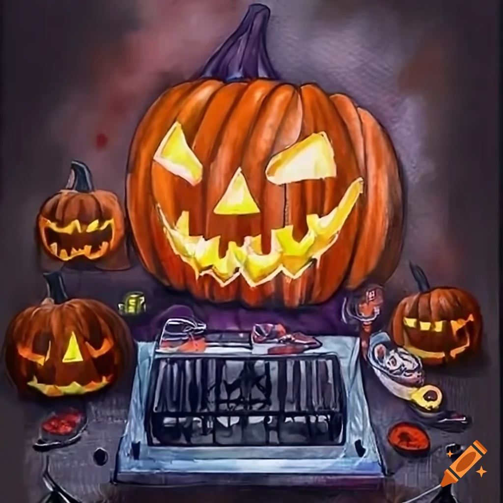 pumpkin DJ at a Halloween party