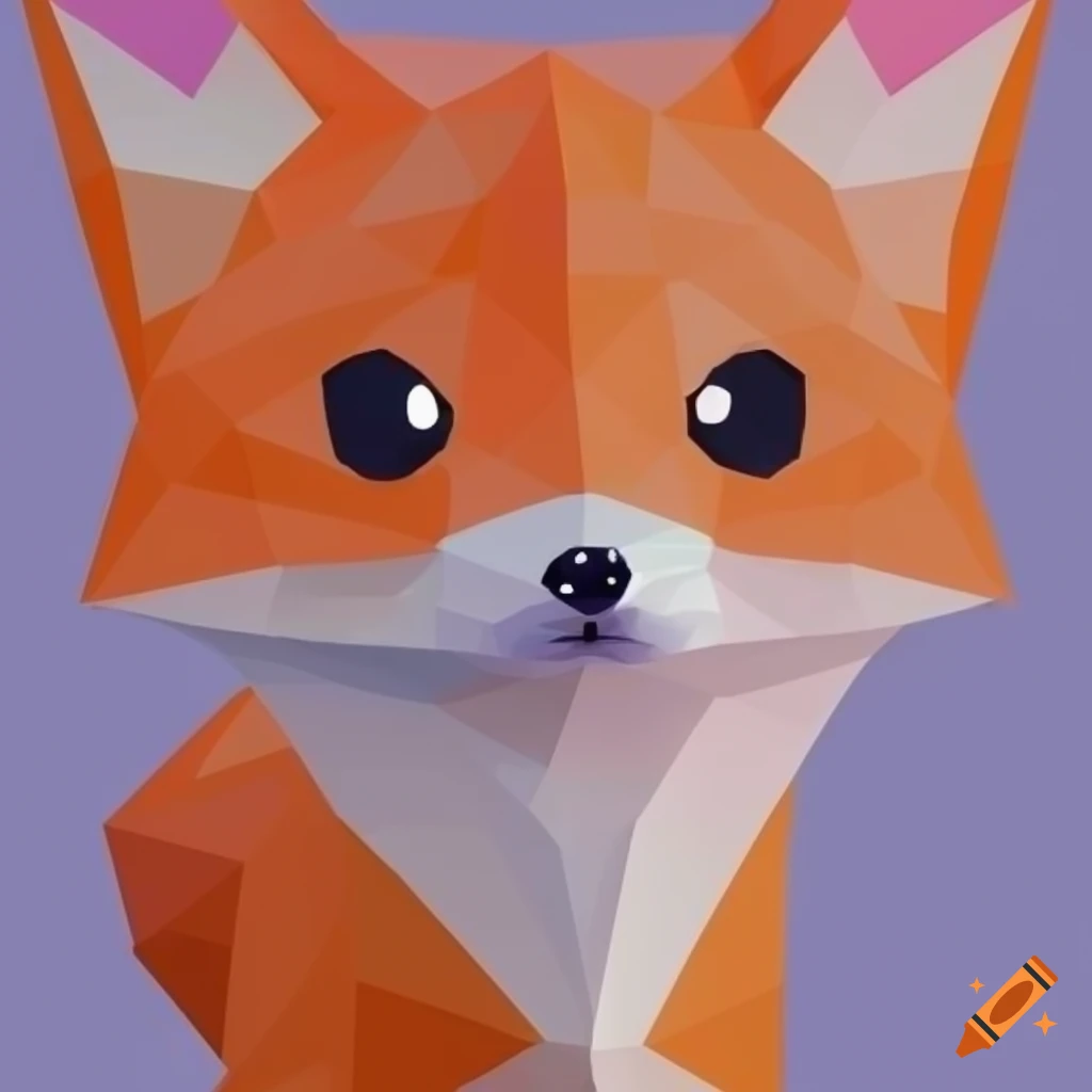 kawaii low poly fox illustration