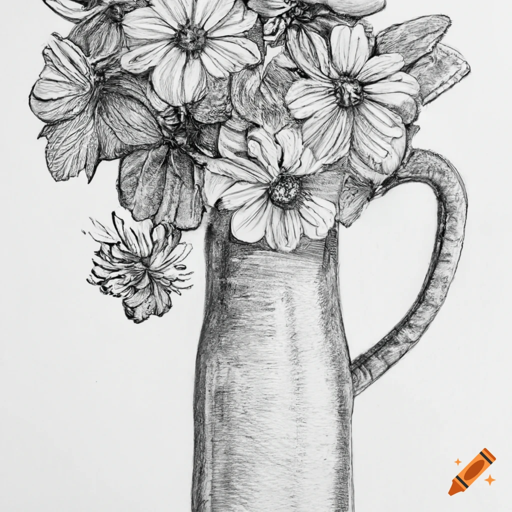 Hi this is my first post on this sub and i wanted to share this flower pot  i made a while back, go easy on mii 😅😅 : r/drawing
