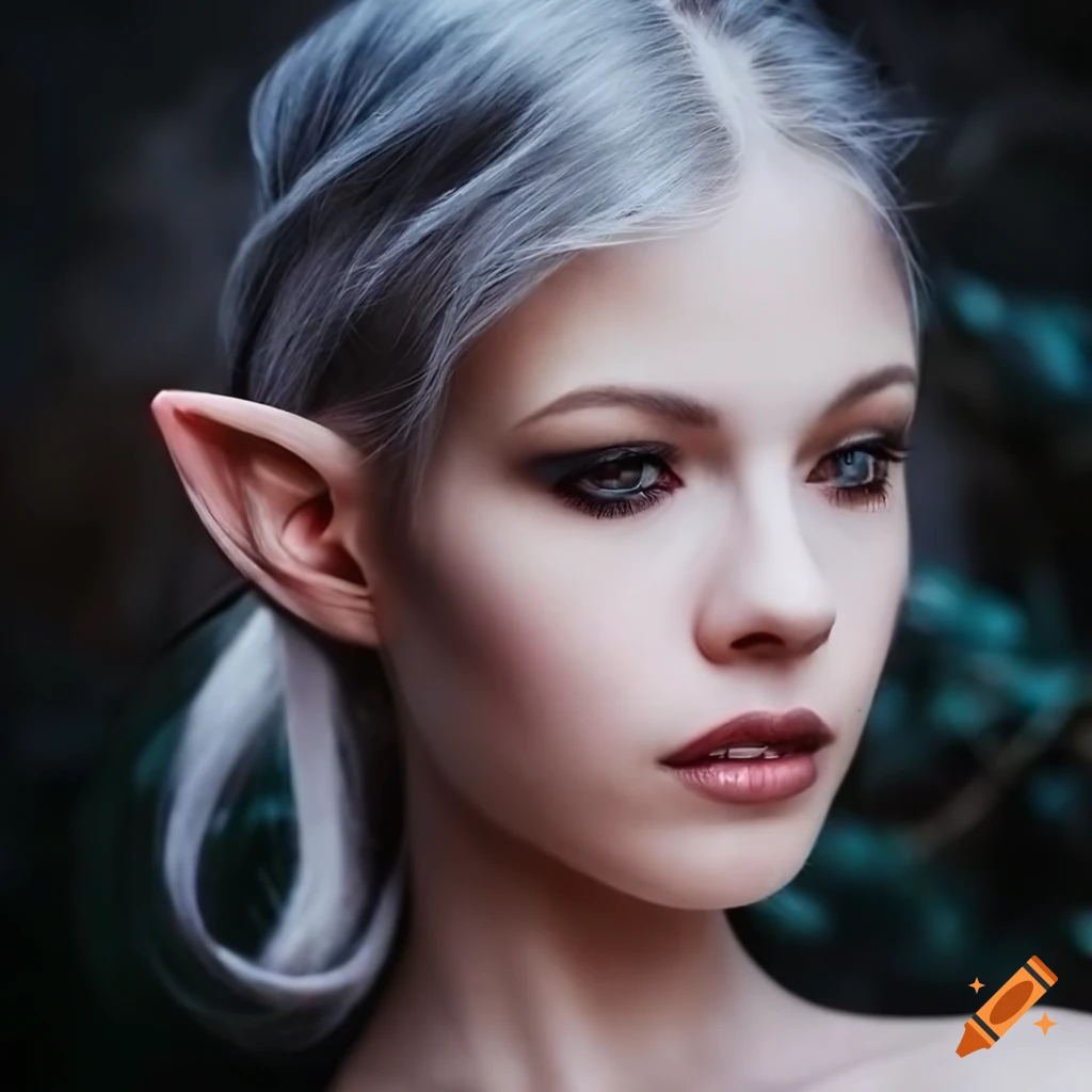 Portrait of a beautiful moon elf with teal eyes