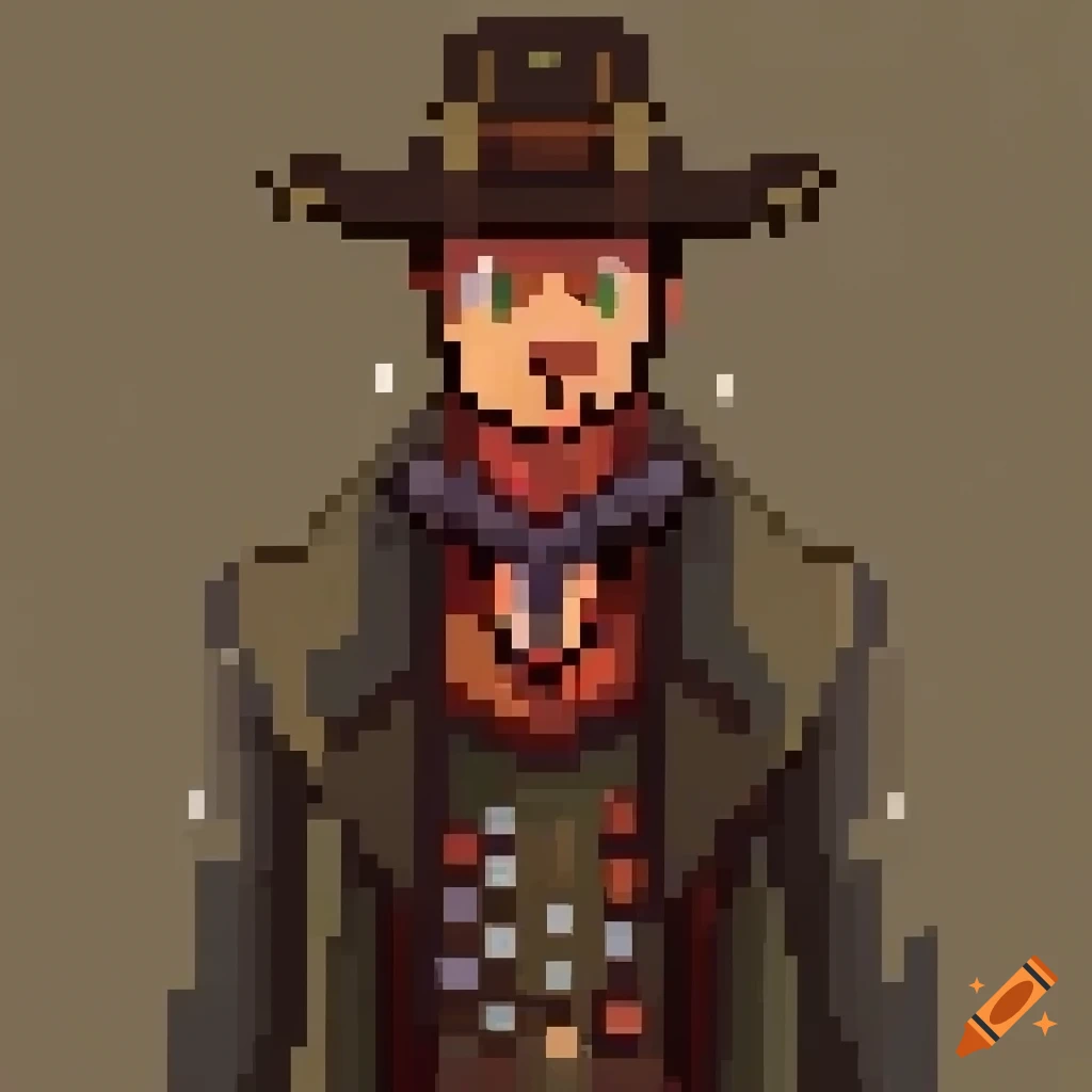 pixelart of a wild west bartender