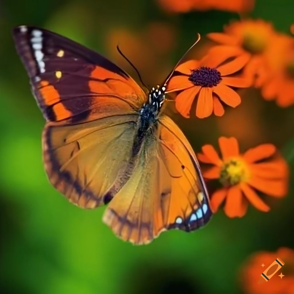Orange Butterfly On A Flower On Craiyon Orange Butterfly On A Flower On Craiyon