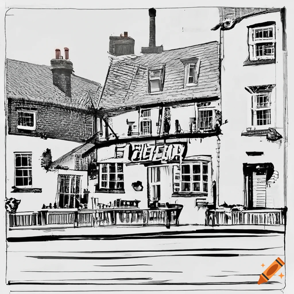 seaside pub with ship anchor decoration