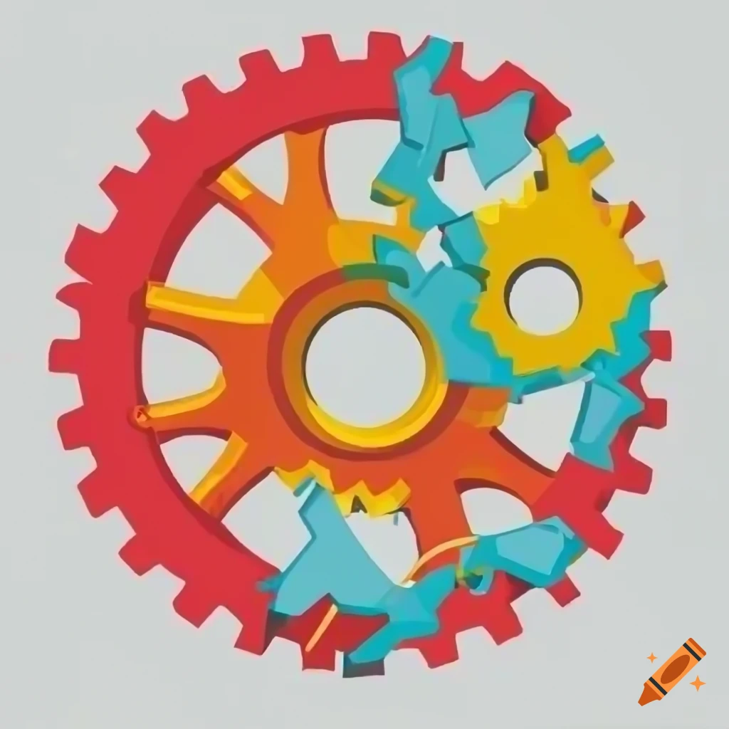 Illustration Of Characters And Cogwheel Gears Representing Teamwork On Craiyon