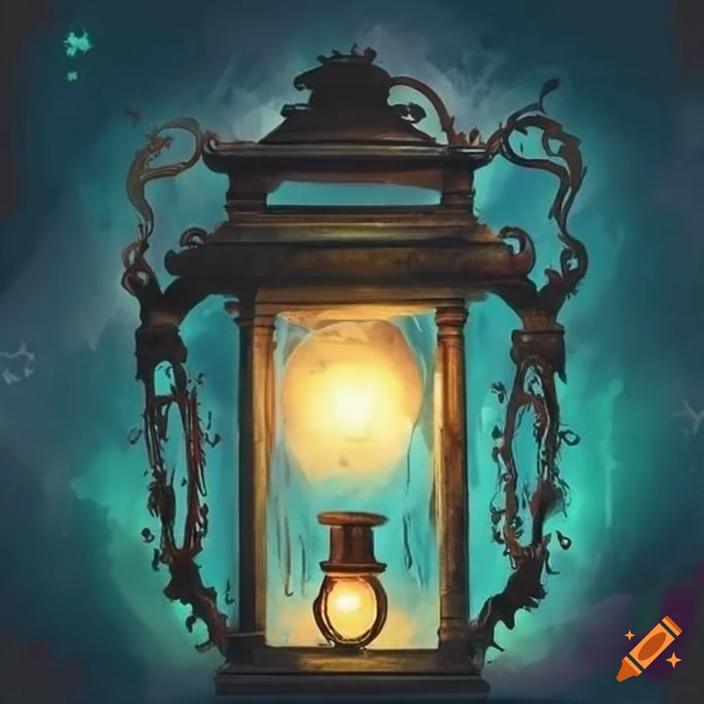 Enchanted antique lanterns glowing in the dark on Craiyon