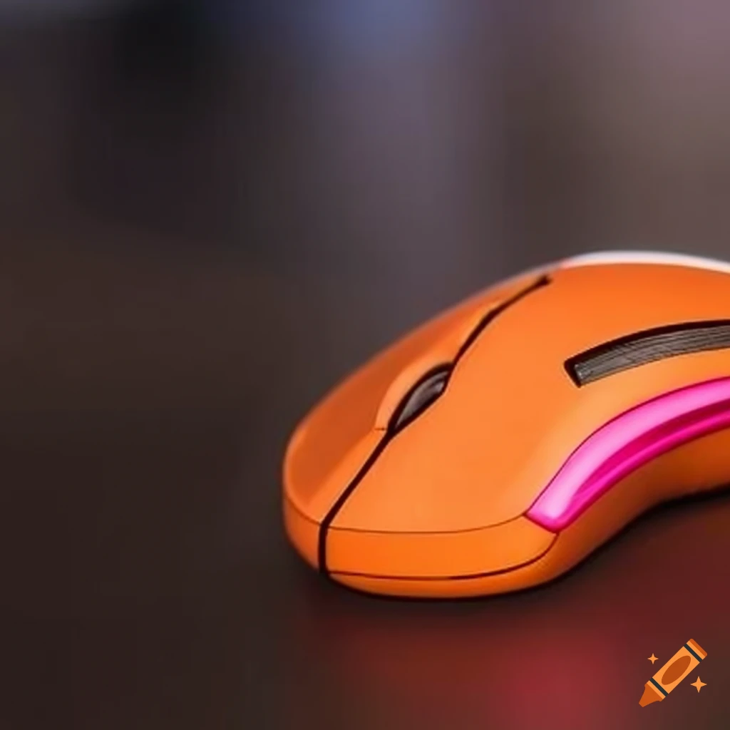 High quality orange and pink computer mouse with purple wheel
