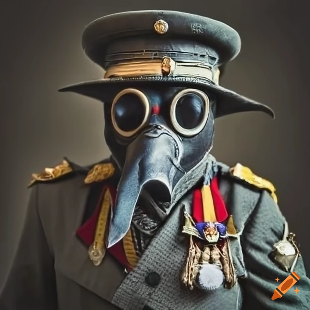 plague doctor wearing military decorations