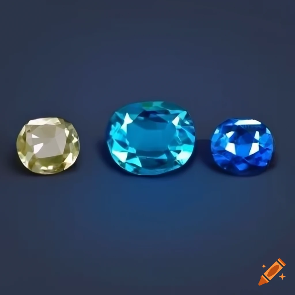 Gemstones in different colors on blue background on Craiyon