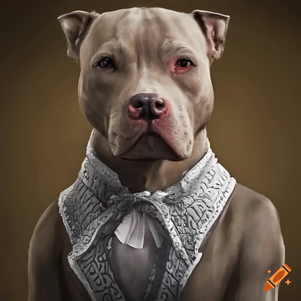 Hyper realistic illustration of a dressed up american pit bull terrier ...