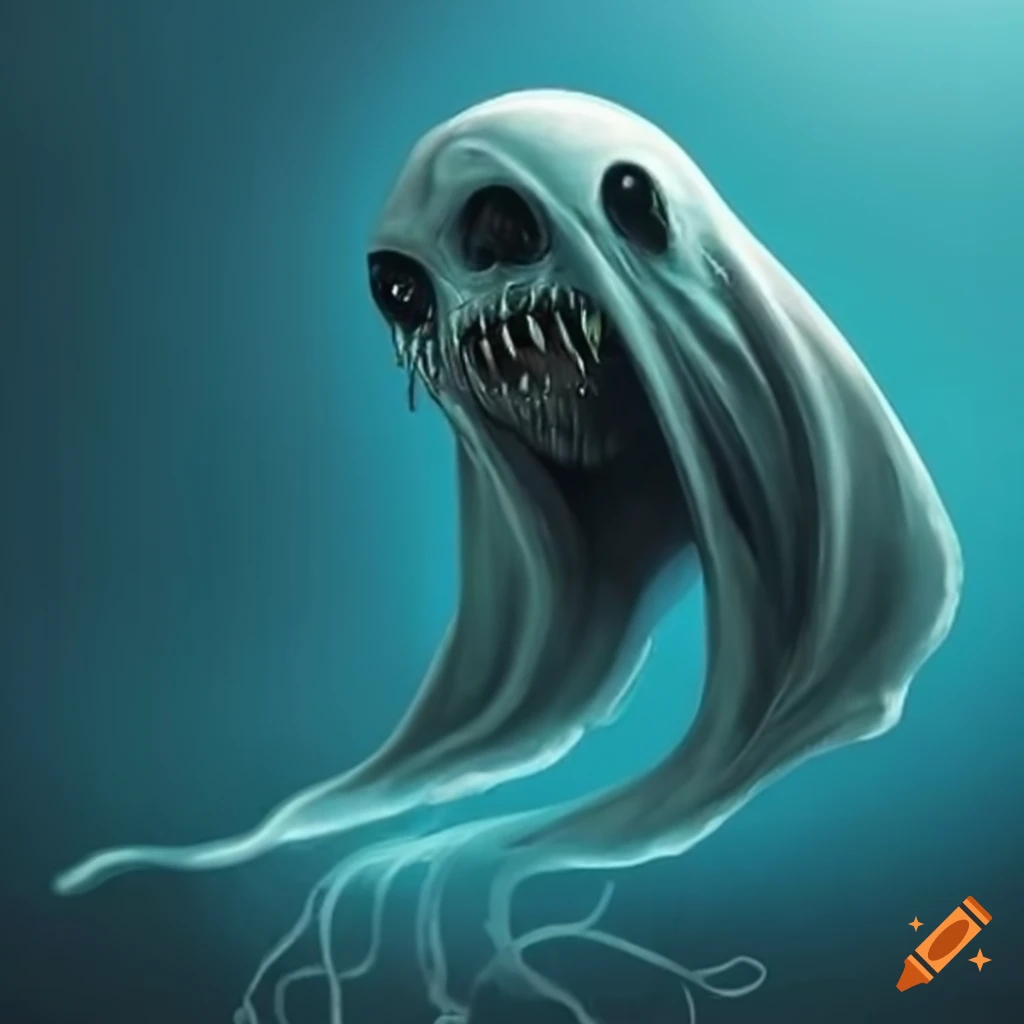 Scary underwater ghost creature