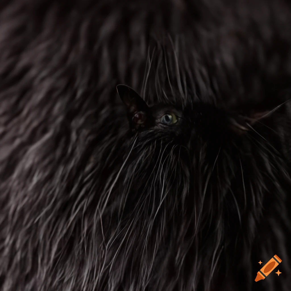 Closeup of a black cat's fur