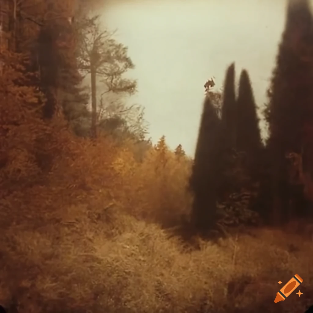 moody film-style landscape with withered flowers and overgrown bushes