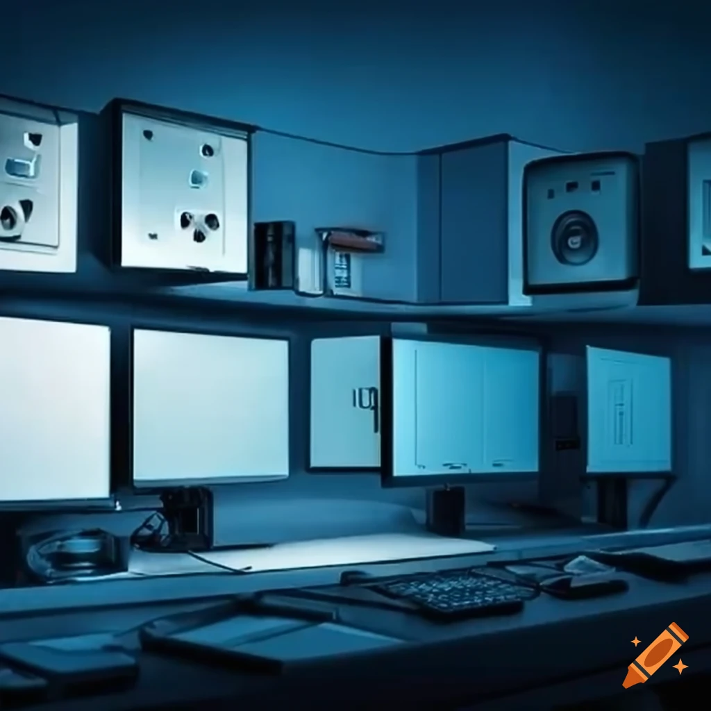 security office with monitors and equipment