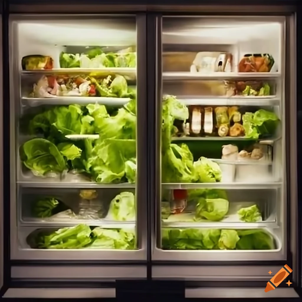 Whispering lettuce leaves in a walkin refrigerator
