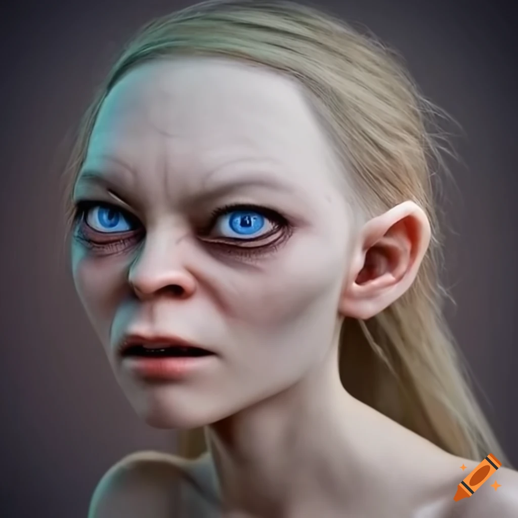 Make-up transformation of female gollum from lord of the rings