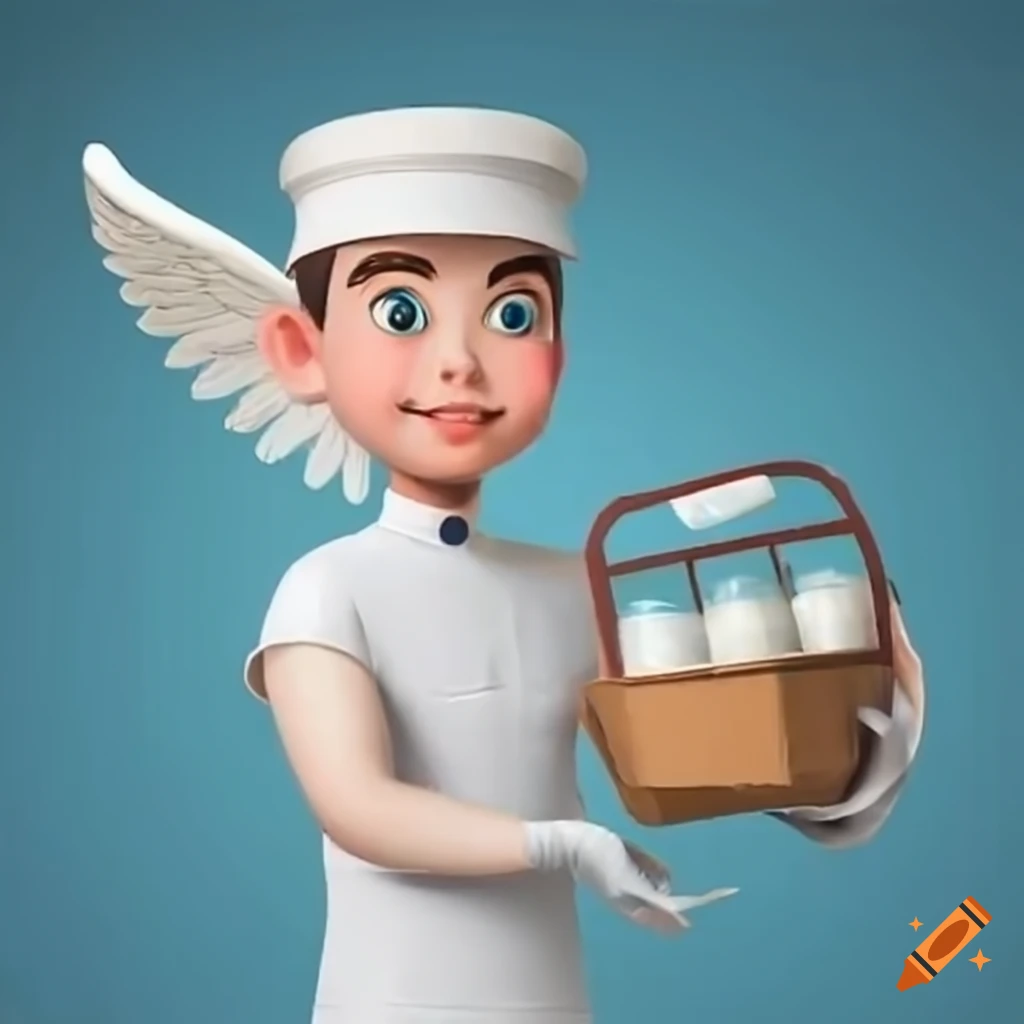 angelic milkman delivering milk bottles