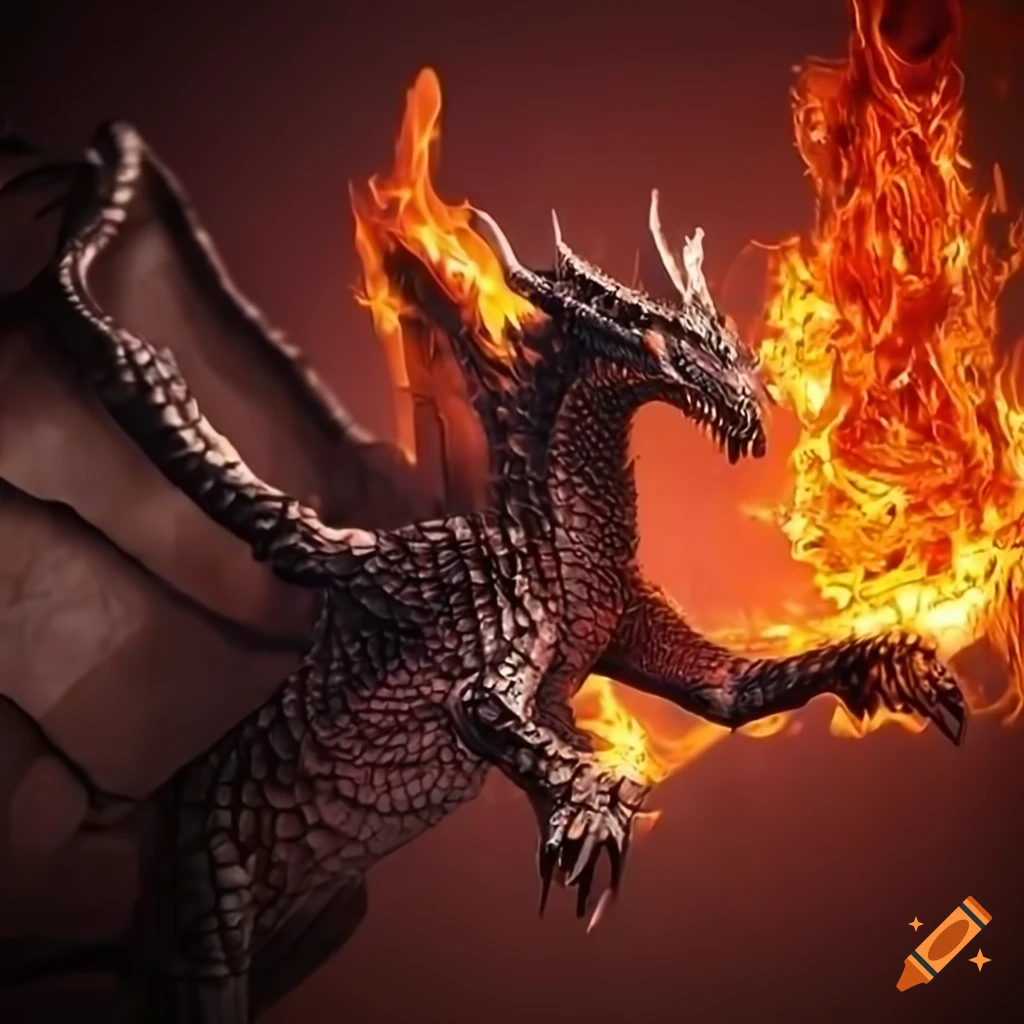 photorealistic Dragon made of fire and ice