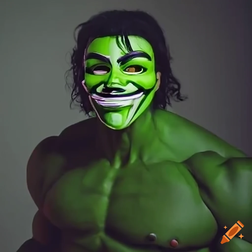 The Incredible Hulk wearing an anonymous mask