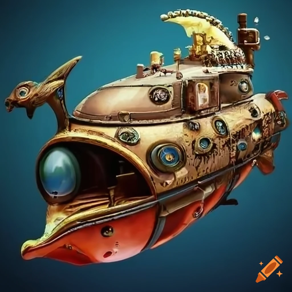 Steampunk dolphin-submarine on Craiyon