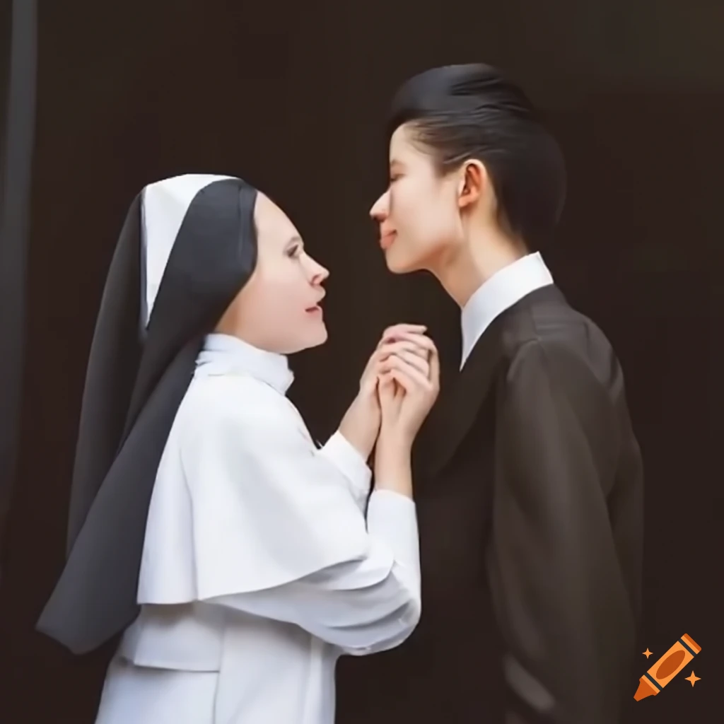 teenage girl greeting man, woman, and nun