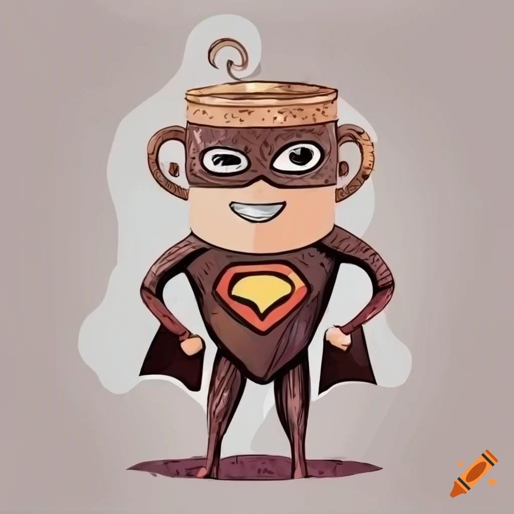 Colorful illustration of superhero cup of joe on Craiyon